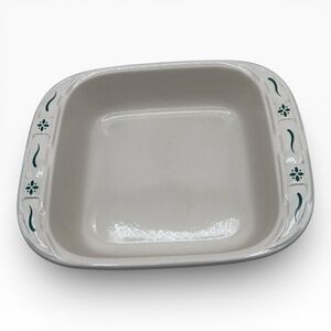 Longaberger Pottery Woven Traditions Square Baking Dish Pan 8x8x2 Heritage Green
